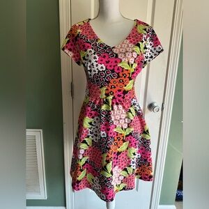 Kaari Blue Floral Dress Sz‎ Med Pockets, metal zipper